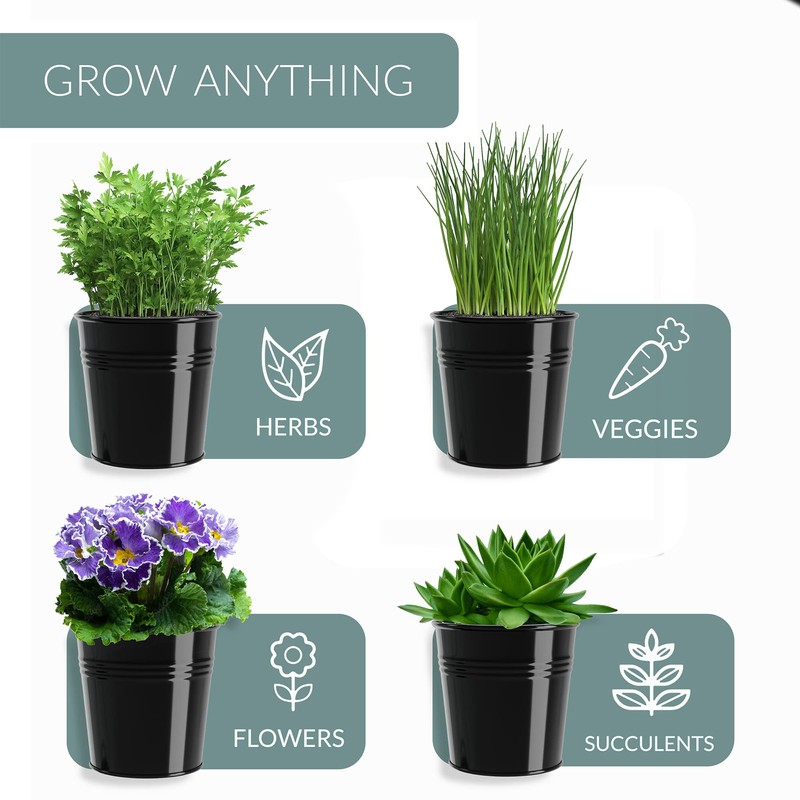 Barnyard Designs Indoor Herb Garden Planter Set with Tray, Metal