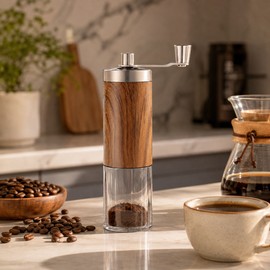 Portable Manual Coffee Grinder with Ceramic Burr – Adjustable Hand Crank Coffee Mill for Home, Travel & Outdoor Brewing