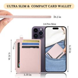 Hancynir Slim Wallet Women Credit Card Holder Minimalist PU Leather RFID Blocking Small Mini Card Case Front Pocket Thin Travel Zipper Coin Cash ID Window Ladies Female Wallet Gifts