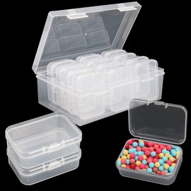 Jogoico Small Storage Box, Mini Storage Box, Pack of 13, Storage Box Container, 6.5 x 4.5 x 2 cm, Sorting Box, Plastic Box with Lid, Transparent Box for Jewellery, Pills, Craft Items
