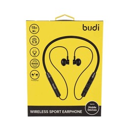 Budi Bluetooth V5.0 Wireless Noise cancelling and suppression with 10m barrier-free distance sports earphones - 18 hour Audio Playtime, Comfortable Earbuds Hanging Design for Active Lifestyle