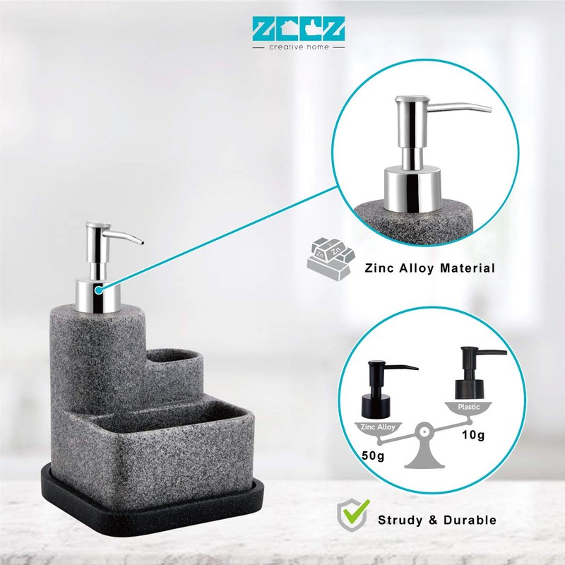 ZCCZ Black Soap Dispenser with Sponge Holder, Kitchen Soap Dispenser