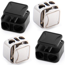 Deozu 4 Pcs Heavy Duty Cord Locks, Metal Cord Lock End Toggles, Double Hole Spring Stopper Draw Clips for Shoelaces, Drawstrings (2 Colors)