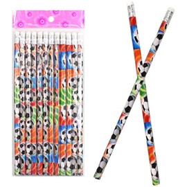 Set of 12 Pencils with Eraser Football Colourful with Footballs