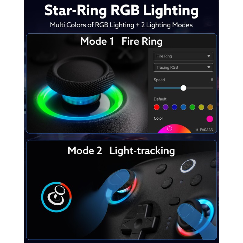 8Bitdo Ultimate 2 Bluetooth Controller (TMR Joystick Update), RGB Fire