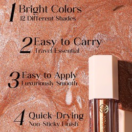 Liquid Glitter Eyeshadow Metallic Blue Eyeshadow Long Lasting Quick Drying Liquid Shimmer Eyeshadow Waterproof Shimmer Liquid Eyeshadow Eyeliner Pen, Sparkly Eye Shadows Blendable Eyes Makeup