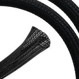 Socpuro Cable Storage Sleeve, Total Length 2.6 ft (6 m), Winding Diameter 0.5 - 0.7 inches (13 - 18 mm), Cable Sleeve, Black, Cable Cover, Bite Resistant, Flame Retardant, Heat Resistant, Automatic