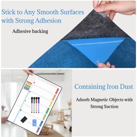 POPRUN Dry Erase Board Weekly Calendar Whiteboard for Wall & Fridge(Any Smooth Surface), 16.5"x11" Self-Adhesive Schedule Board with Hourly Time Slots,Perfect as Weekly Planner Board for School/Family