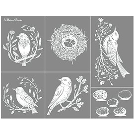 Mesh Adhesive Stencil | Birds | Reusable Mesh Stencil for Use As Chalk Paste Transfers, Chalk Stencils, Silk Screen Stencils, and More | 8.5x11 | A Makersâ Studio