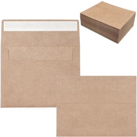 100 Pack A2 Envelopes for Card Making, Brown Kraft Envelopes for Invitations, Self Seal Greeting Card Envelopes for 4x5 Cards, Photos, Invitation Envelope for Wedding, Graduation, Baby Shower
