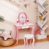 Kids Vanity Table Set With 360 Degree Rotating Mirror And