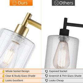 Industrial Floor Lamp with Hanging Glass Shade Brass Gold Farmhouse Indoor Pole Light with Edison E26 Base Vintage Rustic Standing Tall Lighting for Living Room Bedroom Office( ST64 Bulb Included)