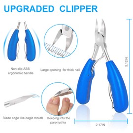 4Pcs Upgraded Toe Nail Clippers Set for Thick Nail or Ingrown Toenail Tool - Premium Sharp Toenail Clipper, File, Cuticle Pusher, Lifter - Professional Stainless Steel Manicure Pedicure Tools by ovwo