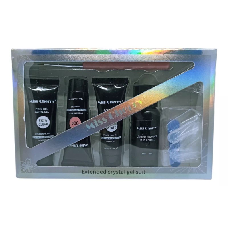 Miss Cherry Kit Básico 3 Polygel + Solución+lima +tip Dual