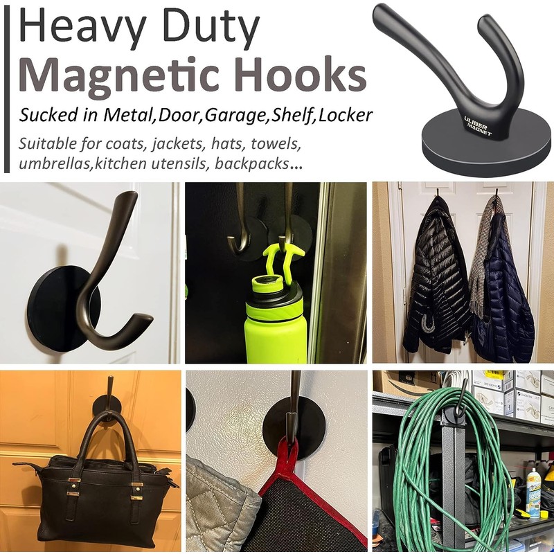 ULIBERMAGNET Strong Magnetic Double Hooks, 2-Pack Heavy Duty Heavy Duty