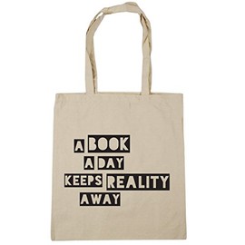 Hippowarehouse a book a day keeps reality away Tote Shopping Gym Beach Bag 42cm x38cm, 10 litres