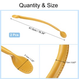 sourcing map 2Pcs PU Leather Bag Handle, 16.34" Handbag Straps 1.22" Wide Sew on Bag Handle Replacement Shoulder Bag Strap for DIY Bag Making Wallet Handbag Repair Replacement, Yellow