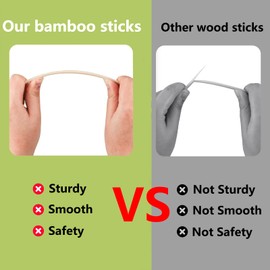 DaTpuik 1 x 36 Inch 2 PCS Dowel Rods Wood Sticks Wooden Dowel Rods - Unfinished Bamboo Sticks - for Crafts and DIYers