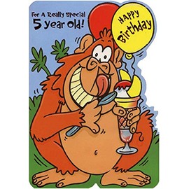 Designer Greetings Gorilla with Banana Split Die Cut Age 5 / 5th Birthday Card for Boy