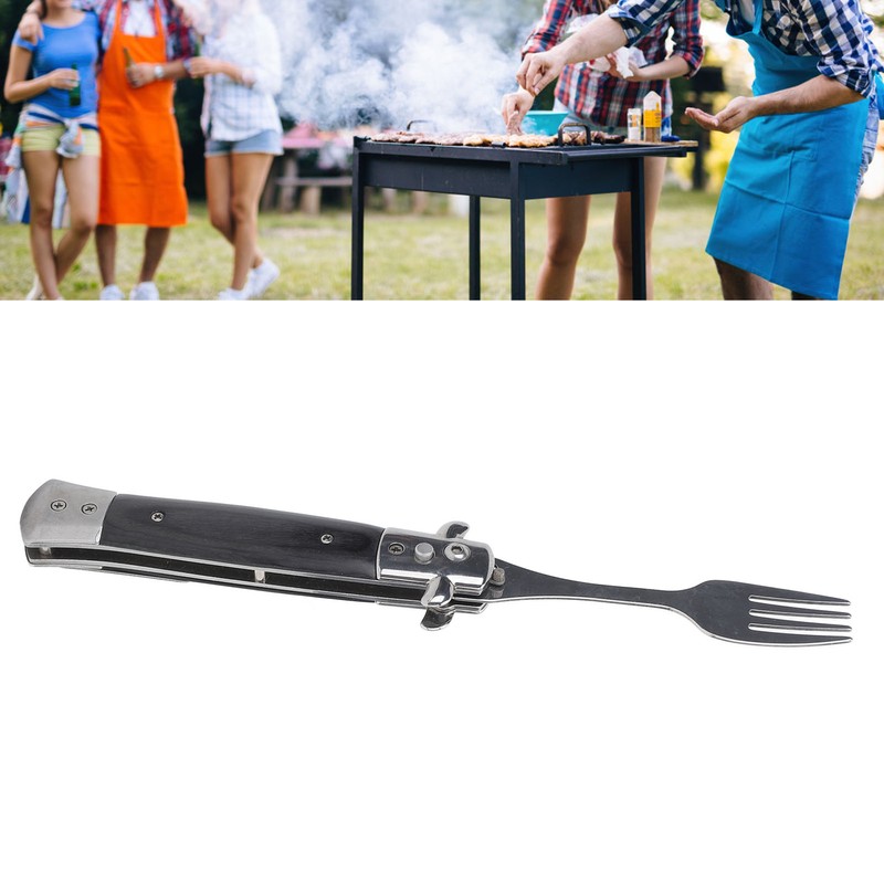 Folding Spring Fork Reusable Stainless Steel Automatic Foldable Spring Fork