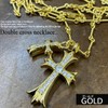 Arcade Men's Necklace, Crucifix Cross, Popular, Double Cross Charm, Zirconia,