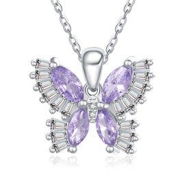 Valentines Day Gifts for Women Butterfly Necklace for Women 925 Sterling Silver Butterfly Pendant Necklaces June Birthstone Alexandrite Jewellery Butterfly Necklace Gifts for Women
