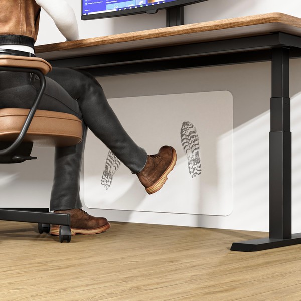 Porous Fabric Under-Desk Wall Protector, Direct On-Wall Footresting, Wall Paint