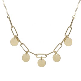 WANDA PLATA Chapitas Gold Plated Sterling Silver Necklace for Women Girls in Gift Box Cadena 40cm+5cm Gold