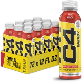 Cellucor C4 Energy Non-Carbonated Zero Sugar Energy Drink, Pre Workout Drink + Beta Alanine - Fruit Punch - 12 FL OZ (355 ml) - Pack of 12