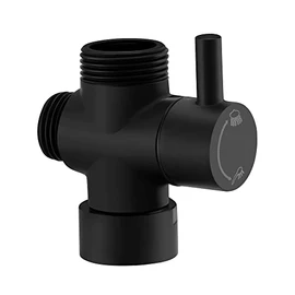 ENKI, D02, Matte Black, Shower Diverter Valve, Single Inlet 3/4", Two Outlet, for Rigid Riser and Shower Hose