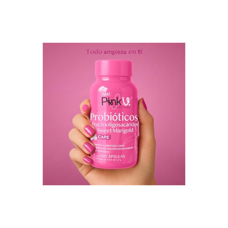 PinkV Suplemento de Probióticos con Fructooligosacáridos y Sweet Marigold 60