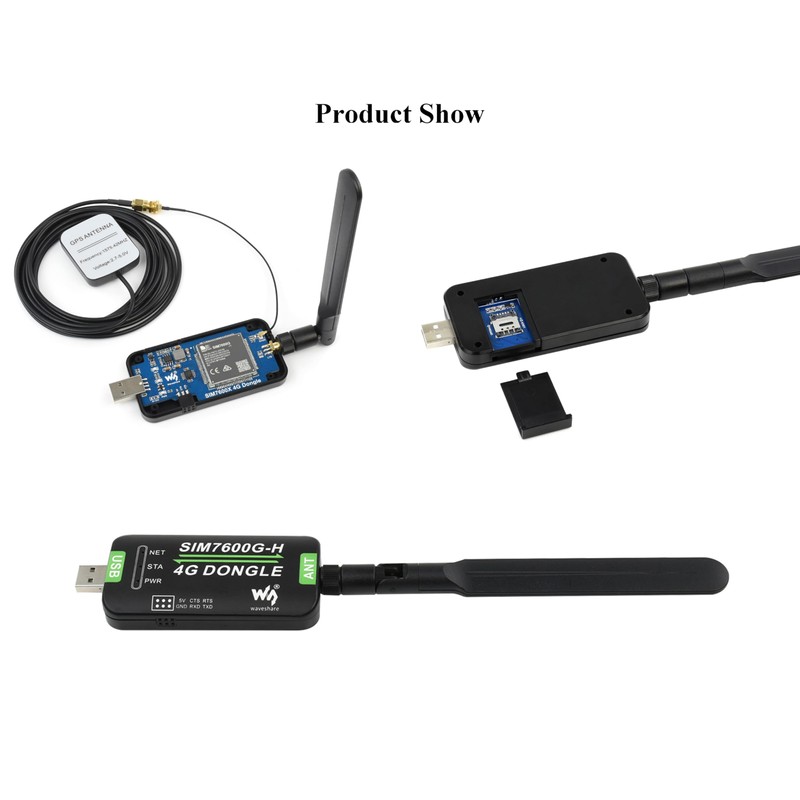 SIM7600G-H - DONGLE 4G con antena, grado industrial 4G USB/UART,