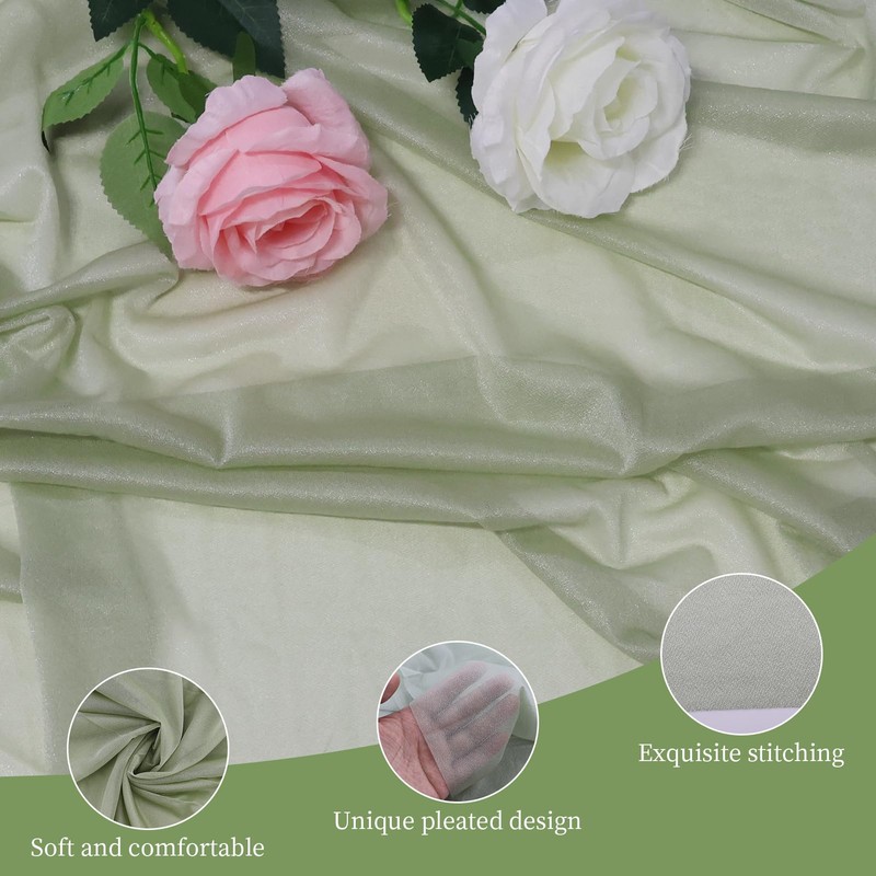 Sage Green Fabric Chiffon Table Runner, Kitchen Table Decoration Indoor