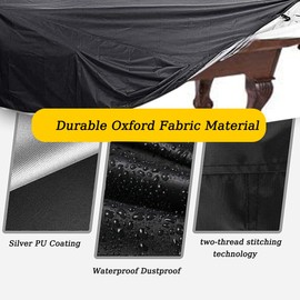 POMER Pool Table Cover - 102inch Waterproof Table Cover for 8 Foot Snooker Billiard Tables Dustproof 7/8/9 FT Billiard Table Cover - 102x53x32inch