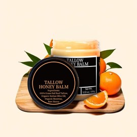 Organic Grass-Fed Beef Tallow Balm with Raw Honey - Mainly featuring honey, with a small amount of beef tallow,Skin Smoothing Firming Cream Handmade All-Natural Moisturizer for Soft, Smooth, Radiant Skin:_LAVENDER