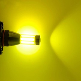 Alla Lighting Xtreme Super Bright LED 5201 5202 Fog Light Bulbs - High Power COB Universal PS19W 12085 5201 5202 LED Bulb Fog Lights DRL Lamp Replacement for Cars, Trucks, SUVs - 3000K Amber Yellow