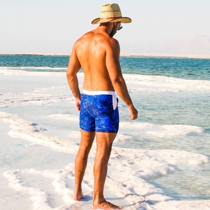 Taddlee Traje de baño para hombre de corte cuadrado, Azul