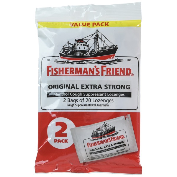 Fisherman's Friend Original Extra Strong Cough Suppressant Lozenges, 20 Count (Pack of 2)