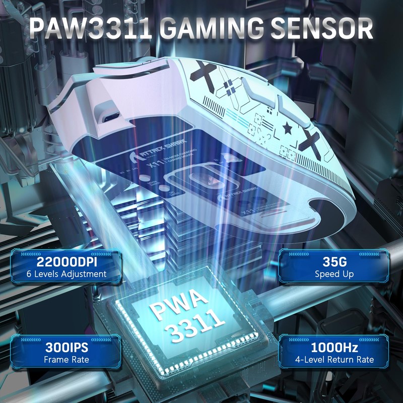 MAGIC-REFINER Attack Shark X11 59g Superlight Wireless Gaming Mouse with