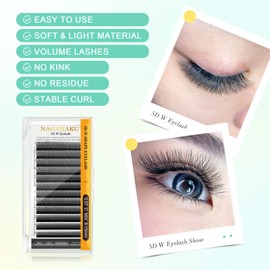 NAGARAKU NAGARAKU 5D W Shape Eyelash Extension Supplies Natural Soft Volume 0.07mm D curl 8mm Premade Fans Faux Mink Matte Black Cluster Easy Fanning False Lashes