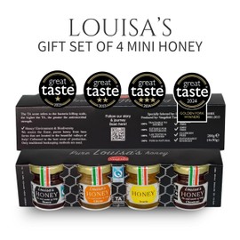 Louisa’s Honey Selection Gift Set | Award-Winning Italian Raw & Pure Honey | 4 x 50g Jars | TA 20+ (MGO 829), 10+ (MGO 263) | Premium Bosco, Citrus, Acacia & Chestnut Flavours