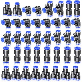 Antesen 40 Pcs 6mm OD Push to Connect Fitting Kits Pneumatic Quick Push in Connect Air Tube Fitting Kit (6mm Straight/Elbow/Tee/Splitter Connector）