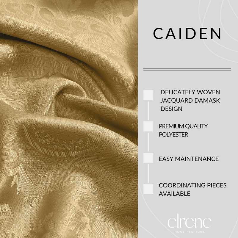 Elrene Home Fashions Caiden Elegance Damask Tablecloth, 90" Round, Gold