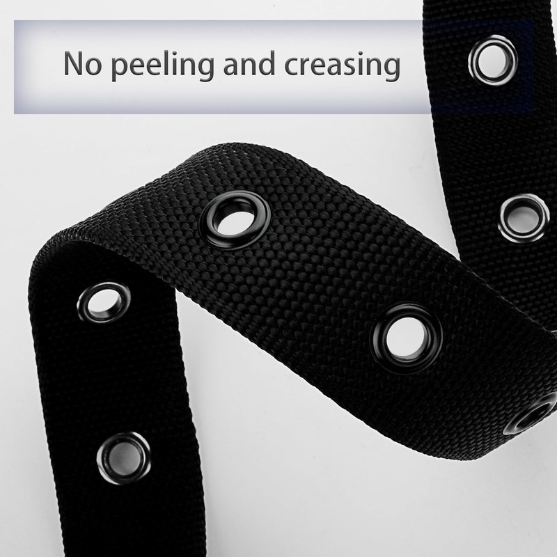 Awlyfm Mens Belt Black Casual Nylon Cloth Web Grommet Belts