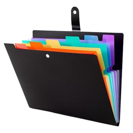 A4 Document Folder, Expanding Folder with 7 Compartments, A4 Folder A4 Waterproof, Organiser Folder A4 for Office, School and Home (Black)