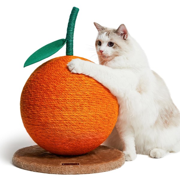 VETRESKA Orange Cat Scratching Post, Cat Scratcher with Sisal Rope,
