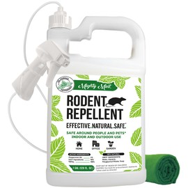 Mighty Mint Peppermint Oil Rodent Repellent Spray with Microfiber Cloth – Natural Indoor & Outdoor Control for Mice and Rats – Plant-Based, Extra-Strong Formula - 1 Gallon (128 oz)