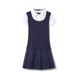 French Toast Little Girls' 2-Fer Pleated Dress, Navy, 6X