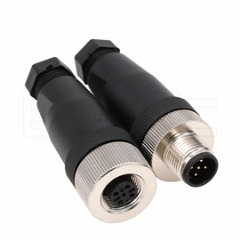 Eonvic M12 5 Pin Male & Female A Code Circular Aviation Plug Industrial Sensor Connector 60V 4A Waterproof Straight 12mm Connector Plug Cable Adapter