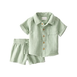 little planet by carter's Baby 2-piece Set made with Organic Cotton, Moss Green, 12M